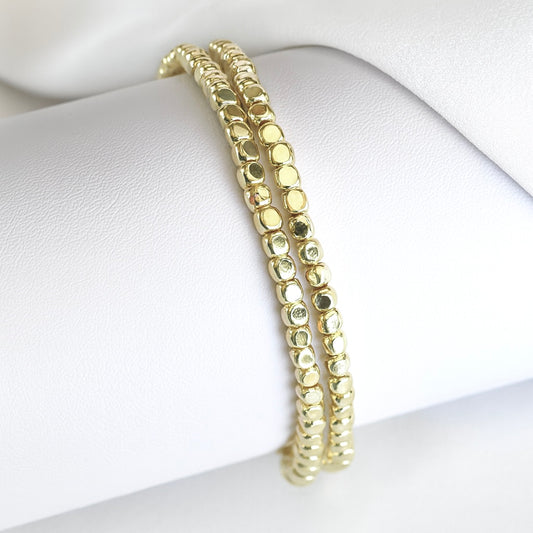 Set de 2 bracelets dorés en hématite – Hymaya